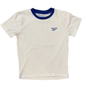 Reebok Boy’s White Blue Logo Cotton Blend Crewneck Short Sleeve Tee Size 6